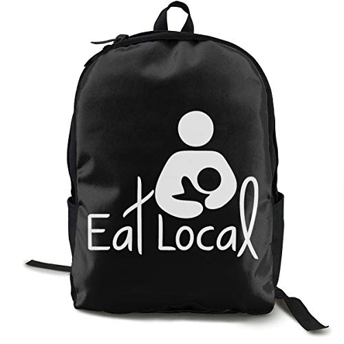 N / A Eat Local - Mochila clásica de poliéster, color negro