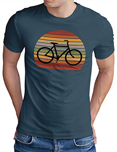 OM3® Retro Sunset Bicycle Camiseta | Hombre | Ciclist Biking Ciclist Biking Biking Biking Bicycle | S - 4XL Denim. L