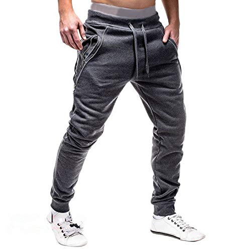 Pantalones de chándal Ajustados elásticos para Hombre, Pantalones de Lana básicos Marled para Ejercicio Deportivo, Pantalones para Correr cónicos Large