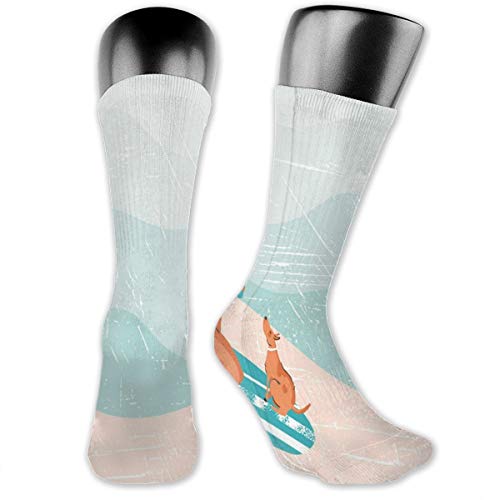 Papalikz Compression Medium Calf Socks,Abstract Doodle Of Beautiful Girl And Her Dog At Seaside Retro Grunge Artsy