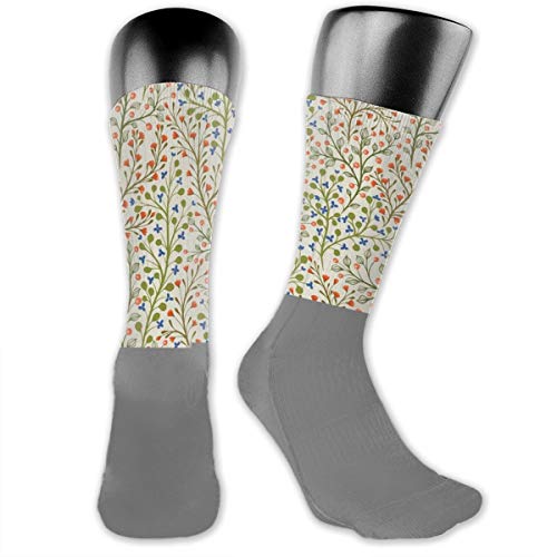 Papalikz Compression Medium Calf Socks,Rural Nature Inspired Pattern Different Small Flowers And Berries Garden Ornament