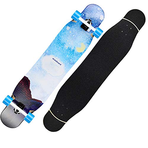 Patineta Deportiva Longboard, Clase A de 47", Madera de Arce, Cuatro Ruedas, Doble Mirada en el patrón de Distancia, Gran Tabla de Baile Adecuada para Principiantes, Adultos