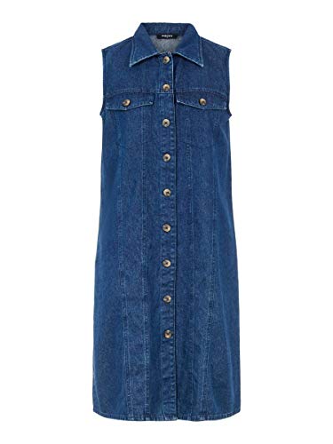 PIECES Pcmalle SL Dress MB-bi BC Vestido, Denim Azul Medio, XS para Mujer