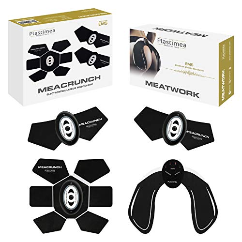 Plastimea Electroestimulador Muscular Hips Trainer Digital Masaje EMS TENS Masajeador Eléctrico Abdomen Brazo Piernas Nalgas Espalda para Hombres y Mujeres