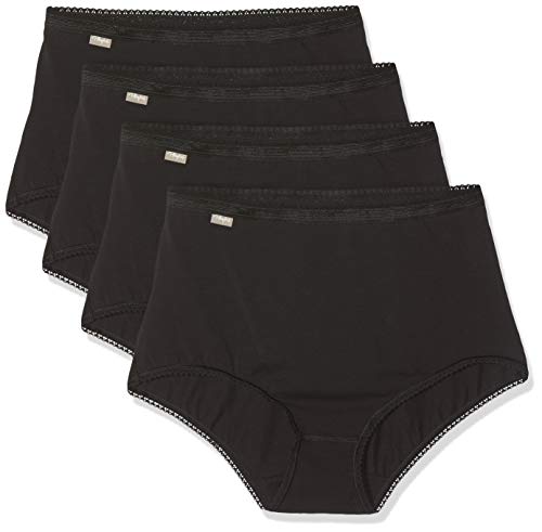 Playtex Culotte Maxi Coton Stretch X4 Braguita, Negro (Noir 001), 46 (Pack de 4) para Mujer