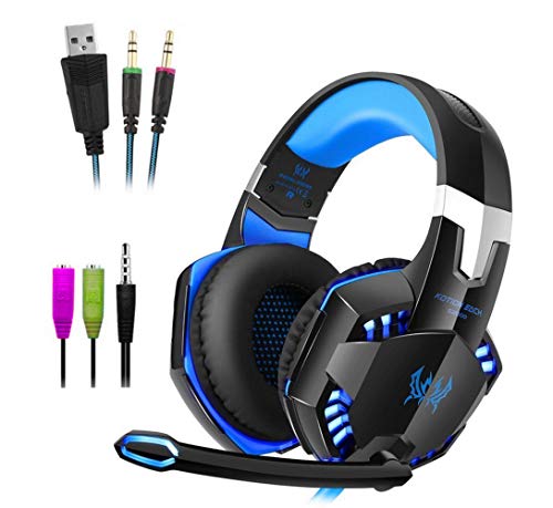 POKAR Gaming Headset para PS4 PS3 Xbox One PC, Crystal Clarity Sound Auriculares profesionales con micrófono para el portátil Mac Laptop