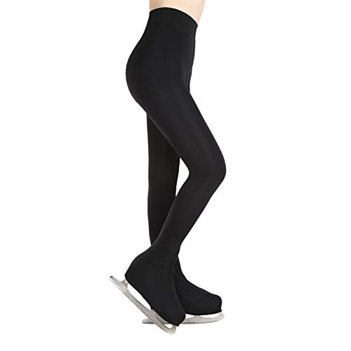 Professional Medias para Patinaje Pantalones para Artístico Patín Skaters Tights Cálido Cubrir Zapatos para Niñas Y Mujeres,Negro,L