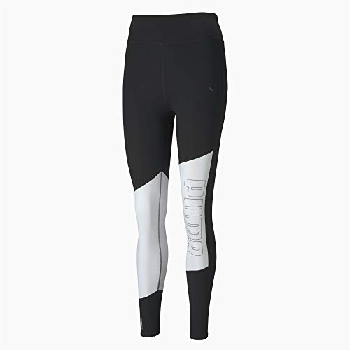 PUMA Logo 7/8 Graphic Tight Mallas Deporte, Mujer, Puma Black-Puma White-Silver PRT, L