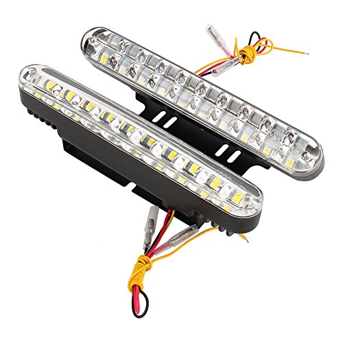 Qiilu 2X 30 LED Coche 12V DC Luz de conducción diurna Lámpara de luz diurna DRL + Señal de giro