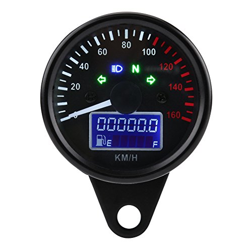 Qiilu - Velocímetro LCD digital QL06127 universal para motocicleta, 0~160 km/h, negro