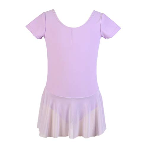 Qlans Vestido de Baile de Ballet de Manga Corta con Falda para niñas de Qlans Maillot con Falda de tutú