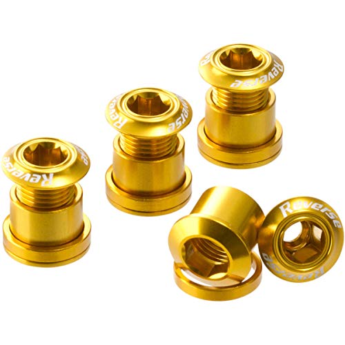 Reverse - Lote de tornillos para platos de bicicleta (4 unidades, aluminio), color dorado