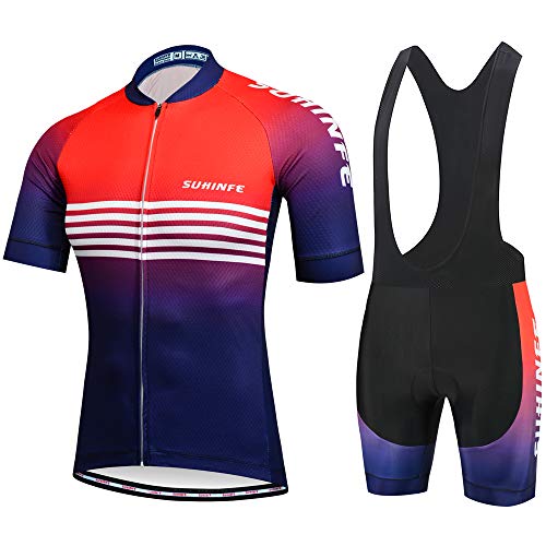 Ropa Ciclista Hombre Verano, Maillot Ciclismo Manga Corta con Corto con Tirantes para MTB, L