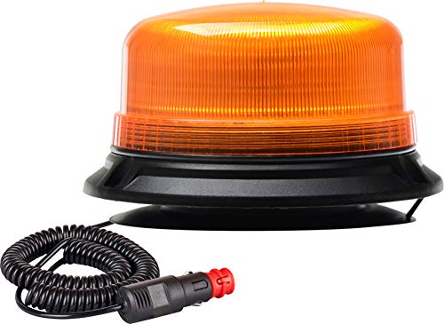 Rotativo Ámbar LED 12/24 V Homologado R65 Emergencia Advertencia Señalización Tractor, Camión · Base Magnética Conexión a mechero