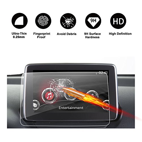 RUIYA Protector de pantalla de vidrio templado para (2015-2017) Mazda MX-5 ND/ Mazda2 III MZD Connect sistema de navegación,Crystal Clear HD película protectora-7 Pulgadas