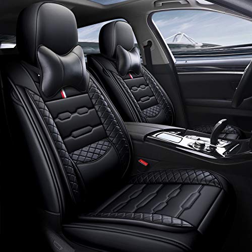 SADGE para Mazda 3 CX-3 CX-5 CX-30 CX-9 CX-7 Juego Deluxe de Fundas de Asiento de Cuero Sintético, Tamaño Universal Fundas Asientos Delanteros y Traseros Coche Poli-Piel Fit,Black 1