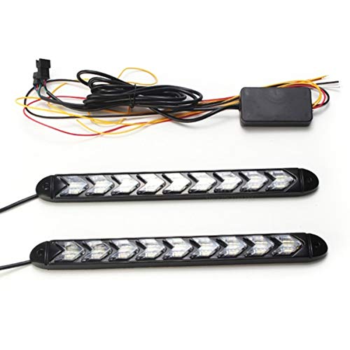 SANON Coche Impermeable Drl Flexible Luz del Día Led Faro Secuencial Luces de Señal de Giro Blanco Luz Ámbar 2 Piezas