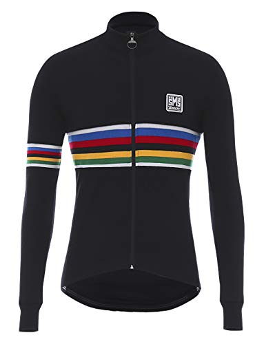 Santini UCI Rainbow Design Wool Camiseta de Manga Larga, Hombre, Multicolor, XS