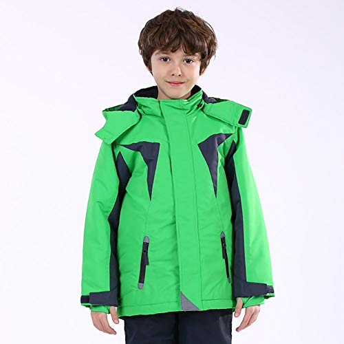 SJZC Al Aire Libre Chaquetas Niño Traje de Esqui Mantener Caliente Abrigo Abrigo de Algodon,Green,128cm