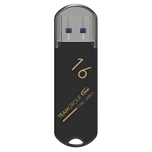 Team Group C183 Unidad Flash USB 16 GB USB Tipo A 3.0 (3.1 Gen 1) Negro - Memoria USB (16 GB, USB Tipo A, 3.0 (3.1 Gen 1), Tapa, 7 g, Negro)