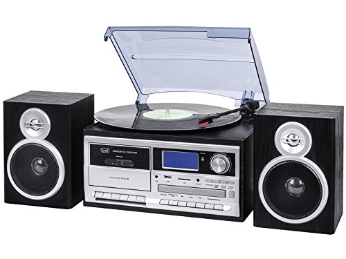 Trevi TT 1070 E Negro, Plata - Tocadiscos (Semiautomático, Negro, Plata, 33,45,78 RPM, Am,FM, SD, CD)