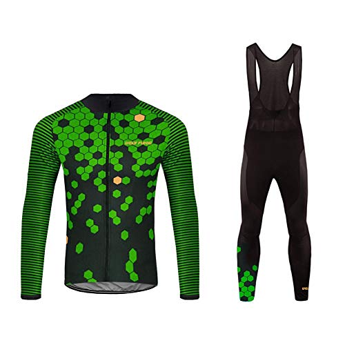 Uglyfrog Hombres Chaqueta de Ciclismo MTB Invierno Térmico Respirable Cómodo Manga Larga Maillots+Pantalones de Acolchado 3D para Hombres Conjunto Completo Equipo de Cycling FAXBY1901