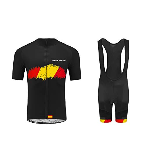 Uglyfrog Ropa Conjunto Traje Equipacion Ciclismo Hombre Verano con 20D Acolchado De Gel, Maillot Ciclismo + Pantalon/Culote Bicicleta para MTB Ciclista Bici