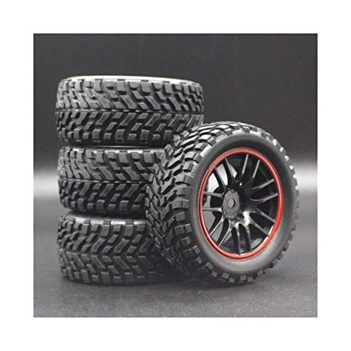 V-MAXZONE Nuevo 4 unids/Lote 1/16 Rally Tire Buggy Off-Road Ruedas Neumáticos Diámetro 75 mm Ancho 26 mm para Coche RC para HSP 94123 Repuestos Accesorios (Color : Red)