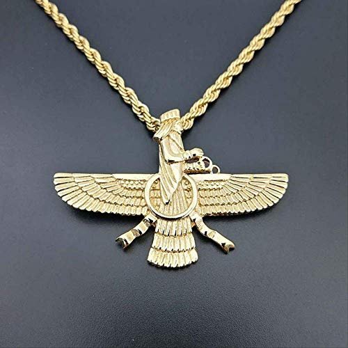 VAWAA Nuevo Ahura Mazda Religión Pandent Declaración Collar Hombres Zoroastrismo iraní Cuture Persian Empire Collares para Hombres Mujeres