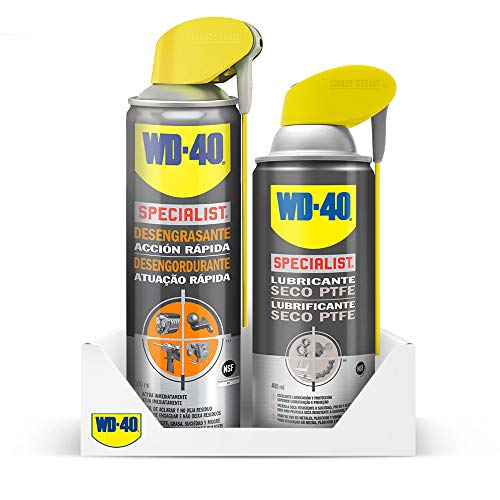 WD-40 Specialist Lote Limpieza & Lubricado - Specialist Desengrasante 500ml + Specialist Lubricante Seco en Spray 400ml - Pack 2 unidades