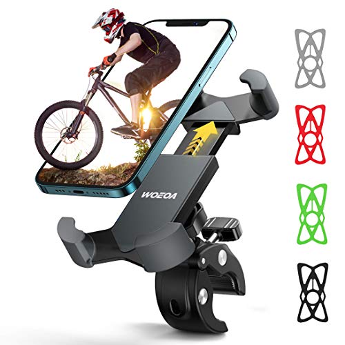 WOEOA Soporte Movil Bicicleta, Soporte Manillar para Smartphone, Anti Vibración Porta Movil Bici Accesorios Compatible con iPhone 12 Mini/ 12/11 Pro MAX/XS MAX/XR, Samsung S20 4.7"-7" Phones