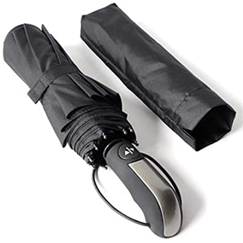 WWKDM1 Hbao Paraguas Resistente al Viento Lluvia Mujeres para Hombres Regalo 3 Parasol Plegable Completamente Automático Compacto Grande Viaje Negocios Coche 10K Paraguas (Color: Negro)