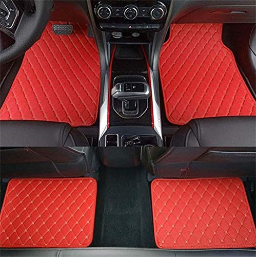 WYJW Alfombrillas de Coche para C itroen C2 C3 C4 C5 C6 DS3 DS4 DS5 C4L C-Zero E-mehari Revestimientos de Suelo de Cuero Antideslizantes Impermeables 4 unids/Set Rojo