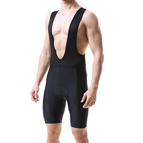 X-TIGER Hombres con Tirantes Manga Corta Interior de Bicicleta Maillots Culotte con 5D Gel Acolchado-M