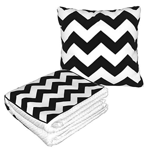 XINGAKA Manta de Viaje súper Suave,Rayas Chevron Zig Zag,Manta Plegable,Almohada cómoda