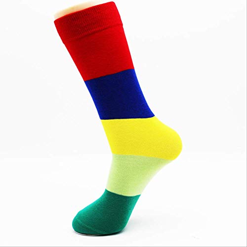 XWASOCK 4 Pares/Lote Colorido Raya de algodón sin Costura Hombres Calcetines Hip Hop Hombres Funky Cool Socks Calcetines de Marca para Hombre 40-46 EU Rojo