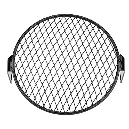 Yctze 6.5"Máscara de la cubierta de la parrilla redonda del faro de montaje lateral de la motocicleta para Cruiser Chopper Racer (Tres estilos opcionales)(Oblique grid cover)