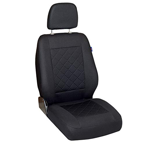 Zakschneider Fundas De Asiento para Renault Maxity - Funda Delantera Sillón del Conductor - Color Premium Cuadrados Negros