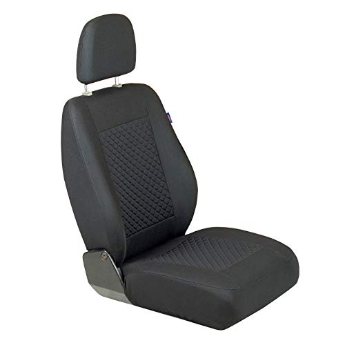 Zakschneider Fundas De Asiento para Renault Maxity - Funda Delantera Sillón del Conductor - Color Premium Cuadrados Negros