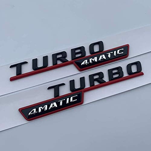 ZFXNB Etiqueta Engomada del Estilo del Coche Emblema De Letras Turbo 4Matic Amg Insignia Fender Supercharge Logo para Mercedes Benz Amg 2014-2016, Blackred