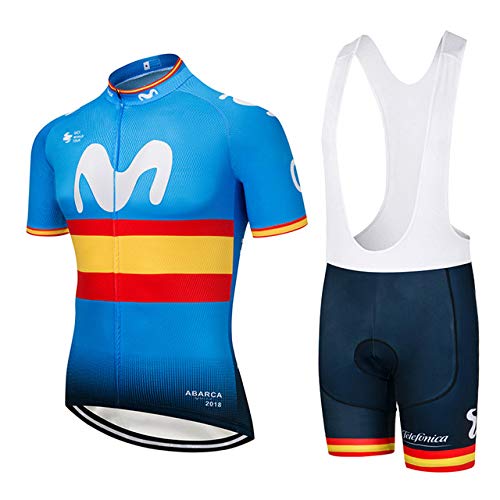 ZHLCYCL Traje Ciclismo Hombre, Maillot Ciclismo y Culotte Ciclismo con 5D Gel Pad para Verano Deportes al Aire Libre Ciclo Bicicleta, MOV-Yellow, M