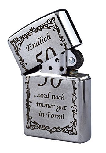 Zippo con grabado "Endlich 50 und noch Immer gut in Form Gasinfeuerzeug como regalo 50 cumpleaños