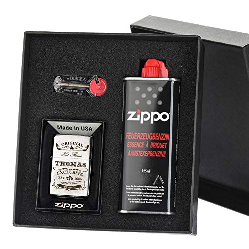 Zippo - Juego de 3 mecheros originales a prueba de viento con grabado