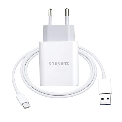 ZLONXUN Cargador rápido con Cable USB C para Huawei MediaPad M5 Lite/M6 10.8 Inch/T 10/T 10S/MediaPad Pro, Lenovo Tab M10 Plus, Samsung Galaxy Tab S3/S4/S5e/S6/S6 Lite/S7/S7+