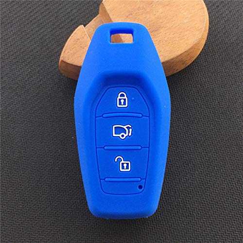 ZYHYCH Juego de 3 Botones de Goma de Silicona para Llave de Coche, Juego de Soporte para Bolsa de Piel, Apto para Mahindra India, Llavero de Coche, Azul