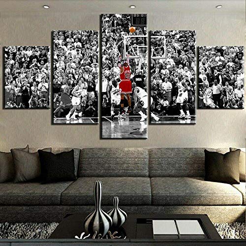 13Tdfc Cuadro En Lienzo 150X80Cm Alas De Michael Jordan NBA Chicago Bulls Estrella De Baloncesto Impresión De 5 Piezas Material Tejido No Tejido Impresión Artística Imagen Gráfica Decoracion De Pared