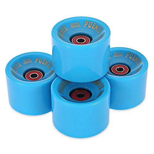 4 piezas de 70 x 51 mm Ruedas de eje con rodamiento para deporte al aire libre, monopatín, skateboard, longboard, azul