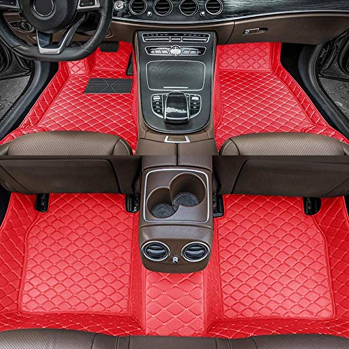 Alfombrillas de Coche para Mercedes Benz CLA AMG 2013-2019 Antideslizantes Impermeable Rodeado Completo Protección para Todo Clima Revestimientos De Alfombra De Cuero Alfombrilla (Rojo)