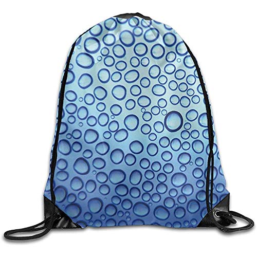 AllenPrint Bolsas De Cuerdas,Blue Water Drop Mochilas Portátiles con Cordón Premium para Adolescentes Camping Escolar 36x43cm