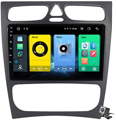 Android 10 Car Radio de Navegación GPS para Mercedes Benz C Class CLK Class 2000-2005 con 9 Pulgada Pantalla Táctil Support FM Am RDS DSP/MP5 Player/BT Steering Wheel Control/Carplay